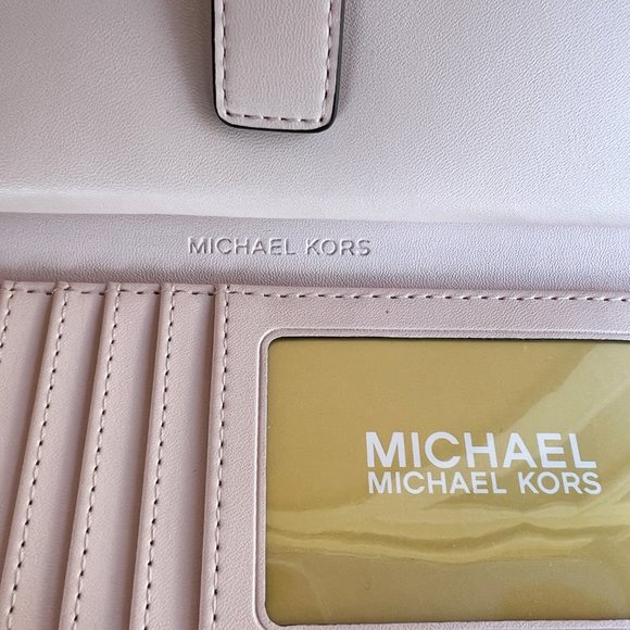 Michael Kors Jet Set Travel Large Double Zip Phone Wristlet MK Dark Powder Blush - Picture 7 of 9